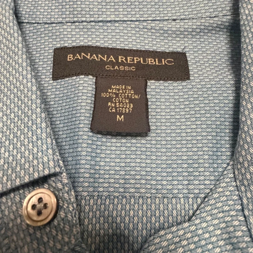 Banana Republic Mens Classic Fit Button Down‎ Shirt Blue Geometric Print Medium